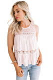 Lace Embroidery Ruffled Sleeveless Top