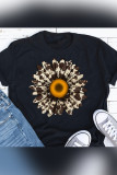 Cowhide Sunflower Print Short Sleeve Graphic Tee Unishe Wholesale