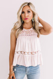 Lace Embroidery Ruffled Sleeveless Top