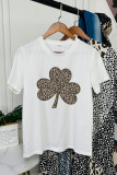 Leopard Clover Print Short Sleeve Graphic Tee Unishe Wholesale
