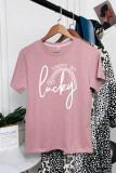 Happy Go Lucky Print Short Sleeve Graphic Tee Unishe Wholesale