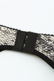 Snakeskin Lace Splicing Bra and Panty Set with Garter Belt