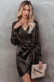 Embossed Leopard Wrap Dress with Tie