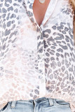 Leopard Pattern Short Sleeve Loose Shirt