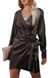 Embossed Leopard Wrap Dress with Tie