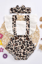 Leopard Sunflowers Print Ruffles Sleeve Gap With Headband Baby Girls Unishe Wholesale