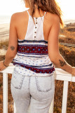 Boho Ethnic Print Tank Top with Buttons Back