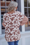 Brown Cow Contrast Asymmetrical Long Sleeve Top