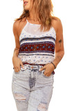 Boho Ethnic Print Tank Top with Buttons Back