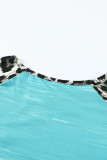 Leopard Tie-dye Splicing Long Sleeve Top