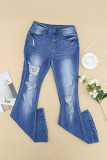 High Waist Distressed Flare Jeans