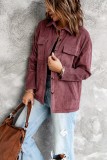 Front Pocketed Button Ribbed Textured Shacket