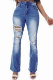 High Waist Distressed Flare Jeans