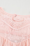 Pink Lace Splicing Ruffled Short Sleeve T-shirt