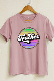 Colorful Teacher Retro Circle Short Sleeve Graphic Tee Unishe Wholesale