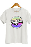 Colorful Teacher Retro Circle Short Sleeve Graphic Tee Unishe Wholesale