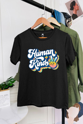 Human Plus Kind Peace Sign Short Sleeve Graphic Tee Unishe Wholesale