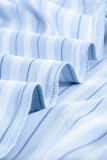 Sky Blue Striped Buttons Closure Long Sleeve Shirt