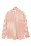 Pink Striped Buttons Closure Long Sleeve Shirt