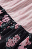 Black Little Girl Color Block Striped Floral Sleeveless Dress