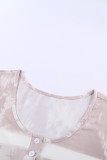 Apricot Buttoned Tie-dye Short Sleeve Top