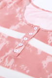 Red Buttoned Tie-dye Short Sleeve Top