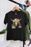 Wastern Cactuswith Rustic Cow Skull Short Sleeve Graphic Tee Unishe Wholesale