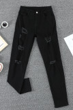 Black High Waist Ripped Skinny Jeans