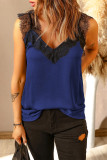 Blue One More Night Lace Cami Tank