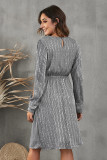 Gray Sequin Split Sleeve Midi Dress