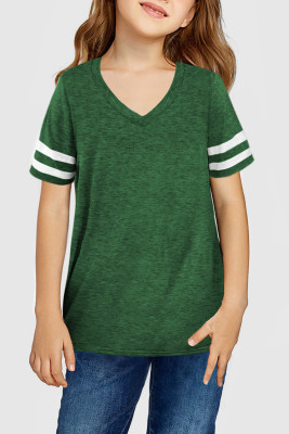 Green Striped Short Sleeve Girl’s Top