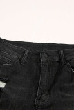 Black Ripped Tassel Bermuda Jean Shorts