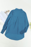 Blue Billowy Sleeves Pocketed Shirt