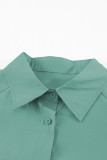 Green Billowy Sleeves Pocketed Shirt