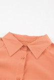 Orange Billowy Sleeves Pocketed Shirt