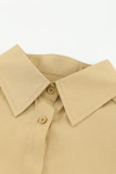 Khaki Billowy Sleeves Pocketed Shirt