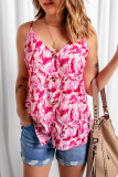 Pink Abstract Print Buttoned Tank Top