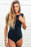 Black Strappy Hollow-out Back Mesh One-piece Swimwear