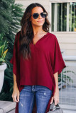 Red Chic High Low Kimono Top
