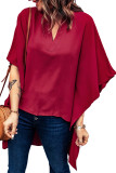 Red Chic High Low Kimono Top