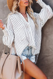 Striped Long SLeeve Mid-length Shirt Unishe Wholesale