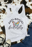 Anti- Social Butterfly Printed Sleeveless Tank Top Unishe Wholesale
