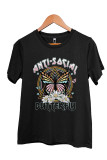 Retro Anti Social Butterfly Short Sleeve Graphic Tee Unishe Wholesale