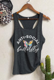 Anti- Social Butterfly Printed Sleeveless Tank Top Unishe Wholesale