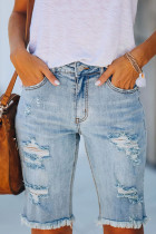 Ripped Tassel Mid Length Jeans Shorts Unishe Wholesale