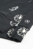 Black Dandelion Print Round Neck Sweatshirt