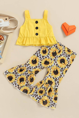 Sun Flower Halter Top & Flare Pants 2PCS Set Unishe Wholesale