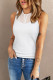White Strappy Mesh Splicing Ribbed Tank Top