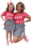 Mom HAPPY GIRLS Letters Print Family Matching Tee