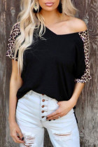 Black Leopard Sleeve Top